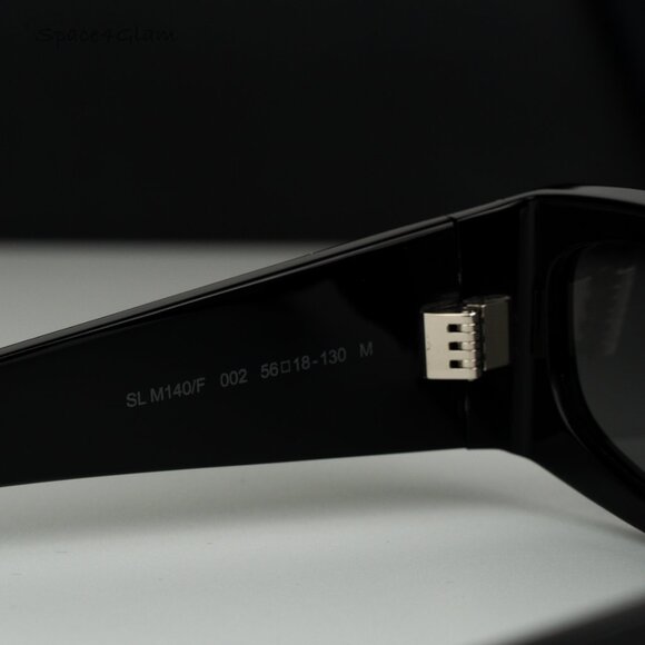 NEW Saint Laurent SLM140/F 002 Black Grey Silver Mirror Rectangle Sunglasses - Picture 7 of 12